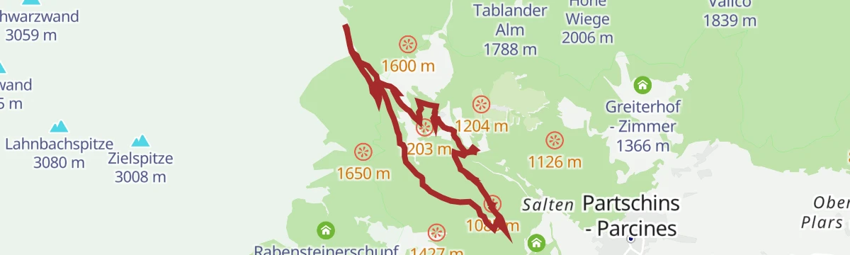Route map: Percorso circolare Elisabeth - sul sentiero alpinistico Cascata al Rifugio Nasereit
